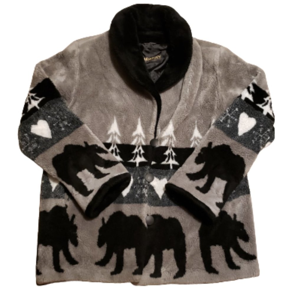 Monterey Fashions Button Front Jacket USA Made Nature Print Women's XL Pre-owned